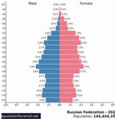 Image of population pyramid of Russia.